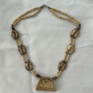 Bovine carved bone necklace